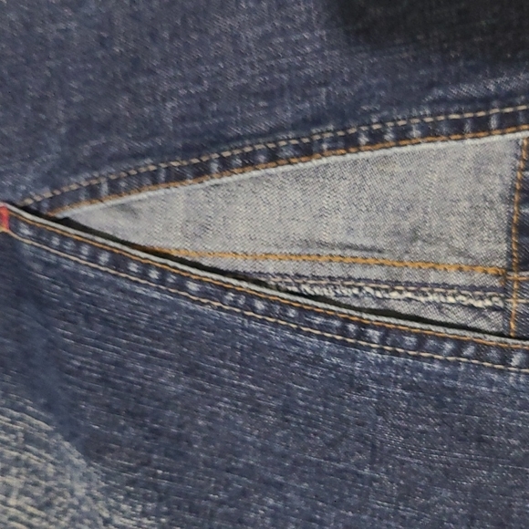 DKNY SZ6 BLUE JEAN SKIRT FADED BACK SLIT PENCIL SKIRT - Picture 6 of 6